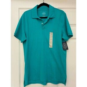 St. John's Bay Men's Polo Shirt Small Aqua Ceramic Teal Short Sleeve NWT Stretch